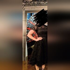 Elegant Black Lace Tulle Dress